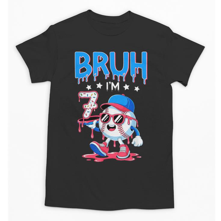 Bruh I'm 7 Baseball Ice Cream Drip It's My 7th Birthday Unisex T-Shirt