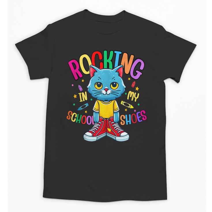 Cat Rocking I n My School Shoes Back To School Student Unisex T-Shirt