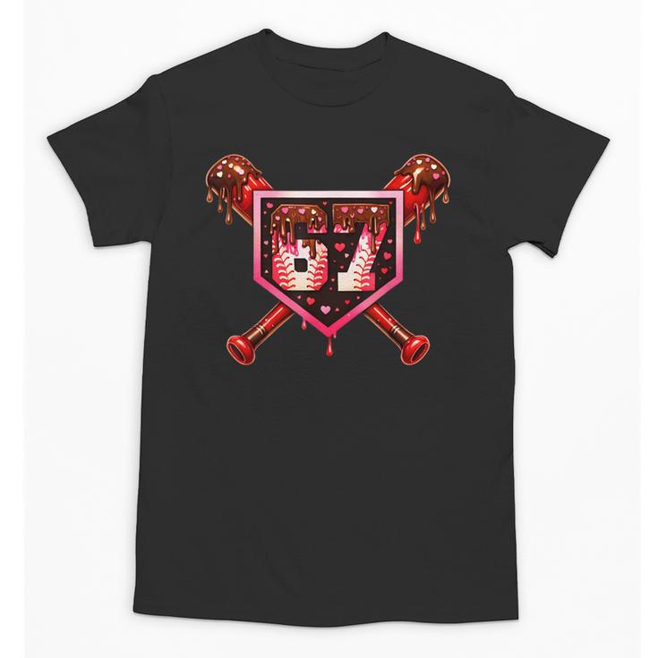 Chocolate 67 Drip Baseball Valentine Love Sports Unisex T-Shirt