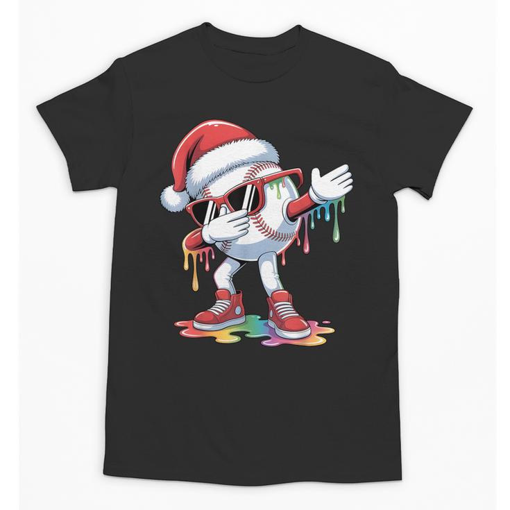 Christmas Baseball Ice Cream Dripping Santa Baseball Drip Unisex T-Shirt