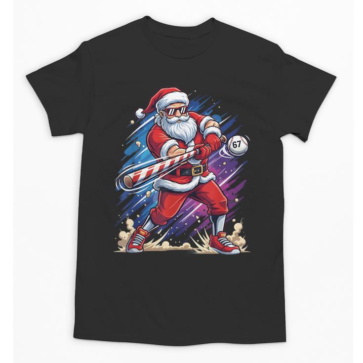 Christmas Baseball Santa Game Day Xmas Boys Kids Men Unisex T-Shirt