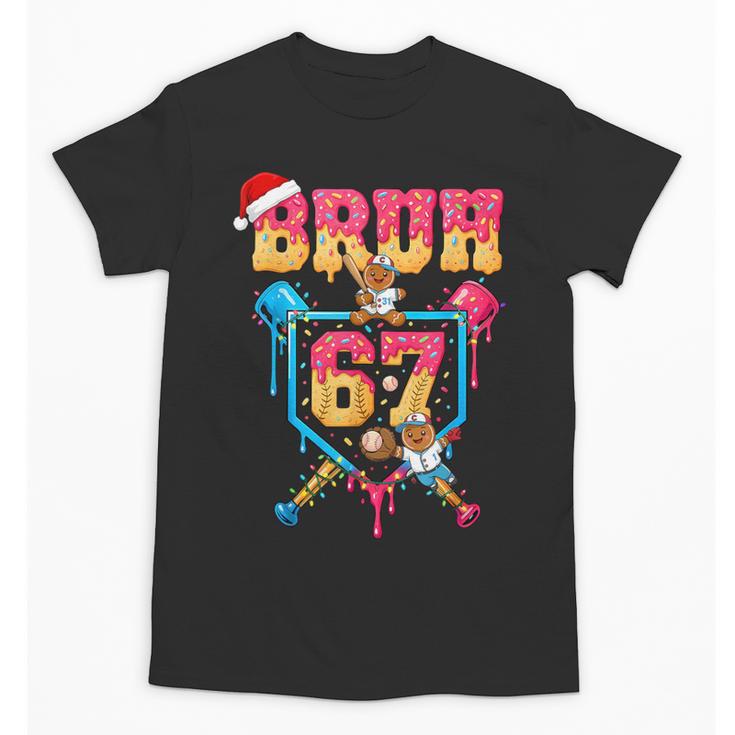 Christmas Gingerbread Bruh 67 Baseball Ice Cream Drip Kids Unisex T-Shirt
