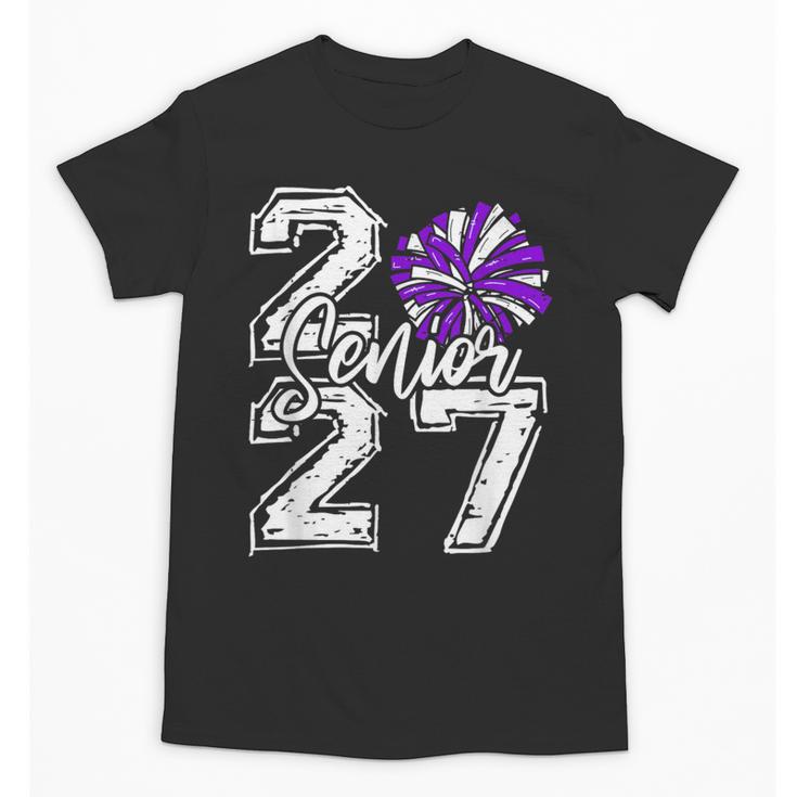 Class Of 2027 Cheer Purple Senior 2027 Back To School Unisex T-Shirt