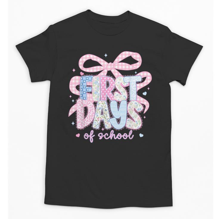 Coquette Bow Happy First Day Of School Back To School Retro Unisex T-Shirt