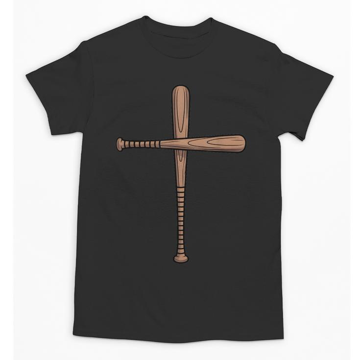 Cross Baseball Bats Christian Faith Sports Coach Pitcher Unisex T-Shirt