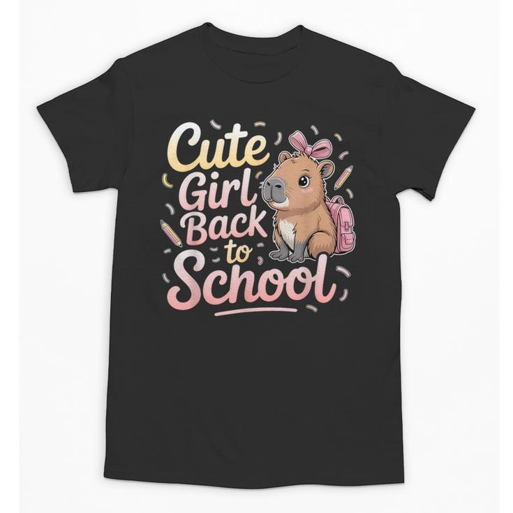 Cute Girl Back To School Capybara First Day Of School Kids Unisex T-Shirt