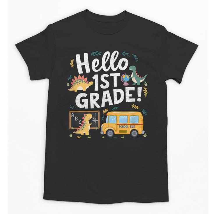 Cute Hello 1st Grade Dinosaur School Back To School Dino Bus Unisex T-Shirt