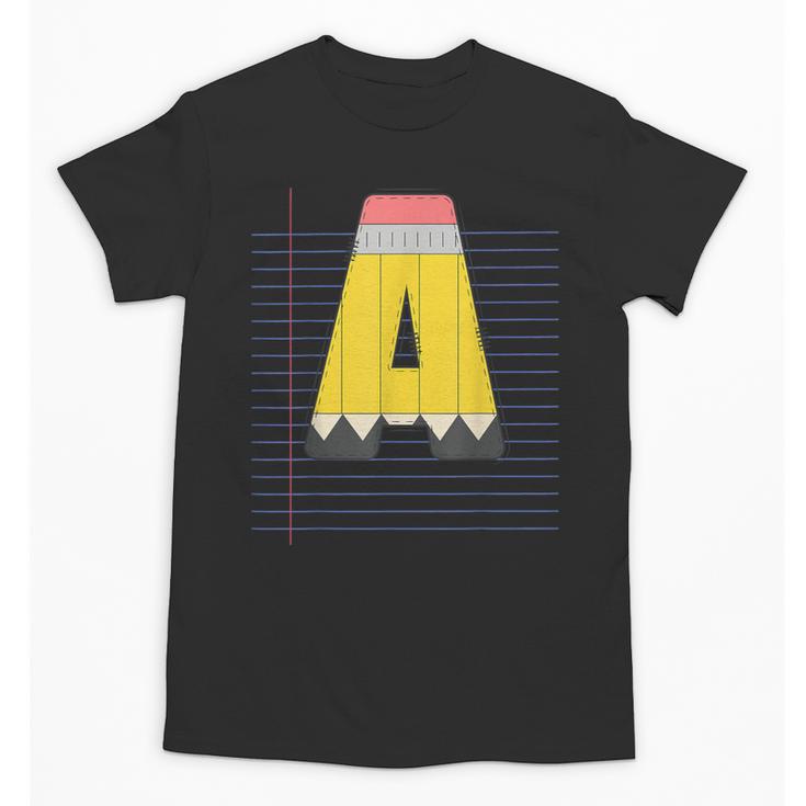 Cute Yellow School Pencil Alphabet Letter A Back To School Unisex T-Shirt