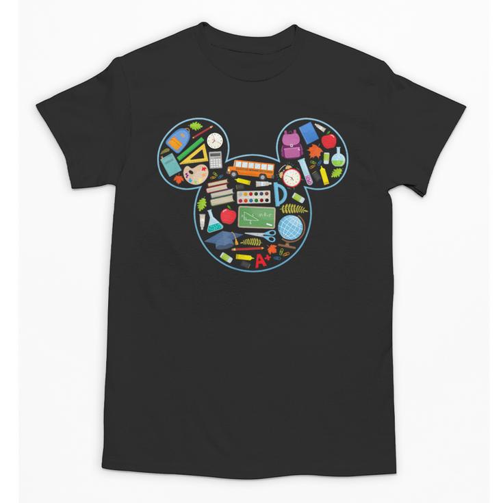 Disney Mickey And Friends Back To School Supplies Logo Fill Unisex T-Shirt