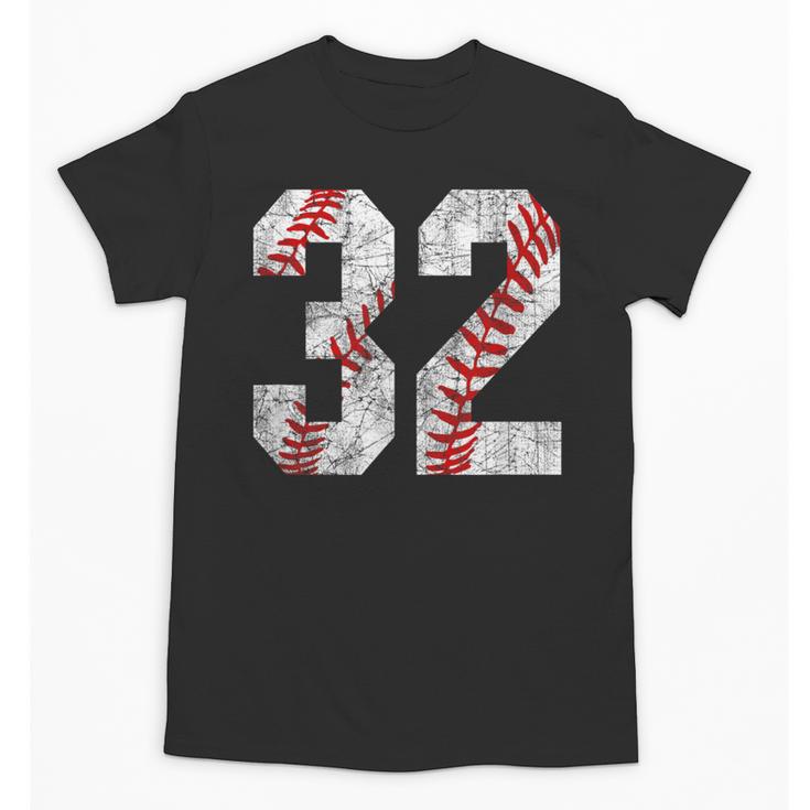 Distressed Baseball Number 32 Jersey Uniform Player Fan Unisex T-Shirt