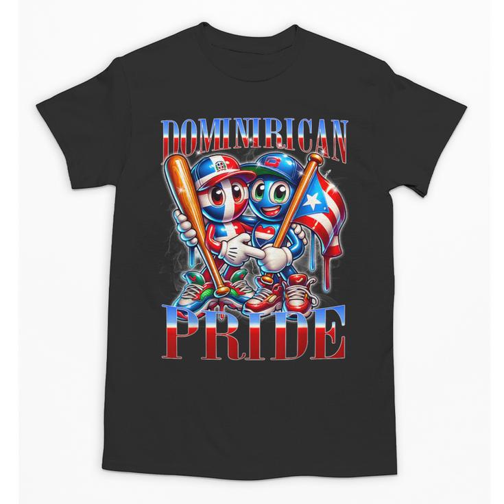 Dominican Puerto Rican Pride Baseball Flag Unity Unisex T-Shirt