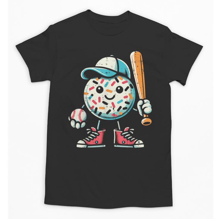 Donut Baseball Hat Ball Bat Cute Sport Toddler Boys Kids Men Unisex T-Shirt