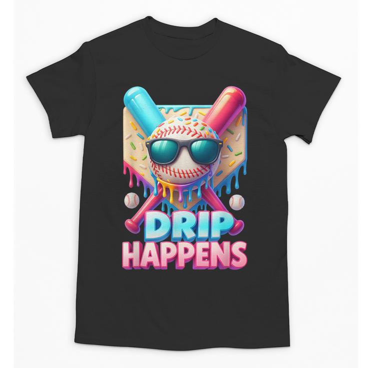 Drip Happens Baseball Ice Cream Bat And Ball With Sunglasses Unisex T-Shirt