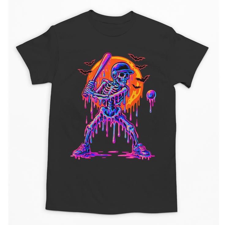 Drip Skeleton Batting Baseball Halloween Unisex T-Shirt