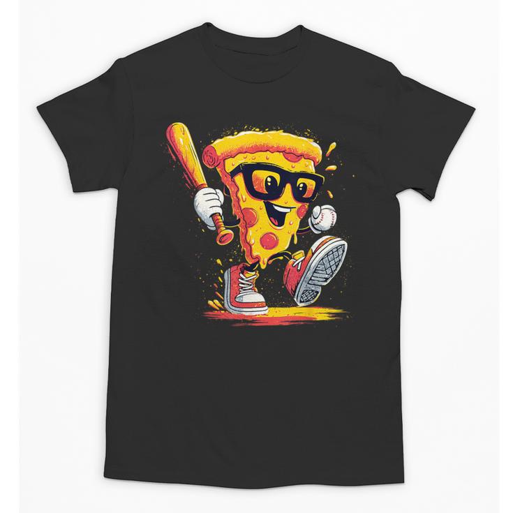 Drippy Pizza Baseball Slice Cartoon Sports Food Unisex T-Shirt