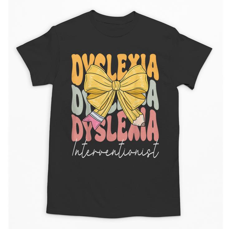 Dyslexia Interventionist Groovy Coquette Bow Back To School Unisex T-Shirt
