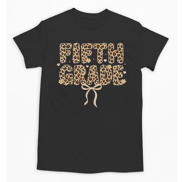 Fifth Grade Leopard Coquette Bow Back To School Women Girls Unisex T-Shirt