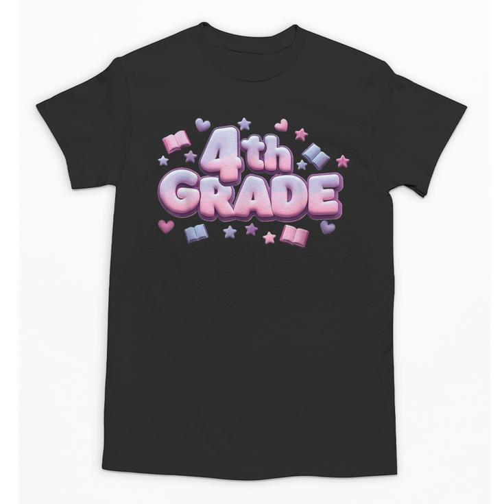 First Day Of 4th Grade Girls Coquette Bow Back To School Unisex T-Shirt