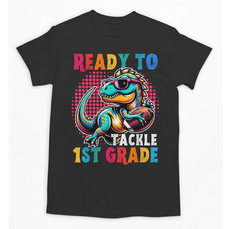 First Day Back To School 1st Grade Boys Football Dinosaur Unisex T-Shirt