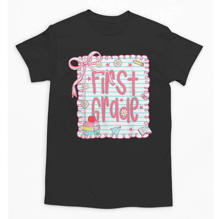 First Grade Coquette Bow Pink Preppy Back To School Girls Unisex T-Shirt