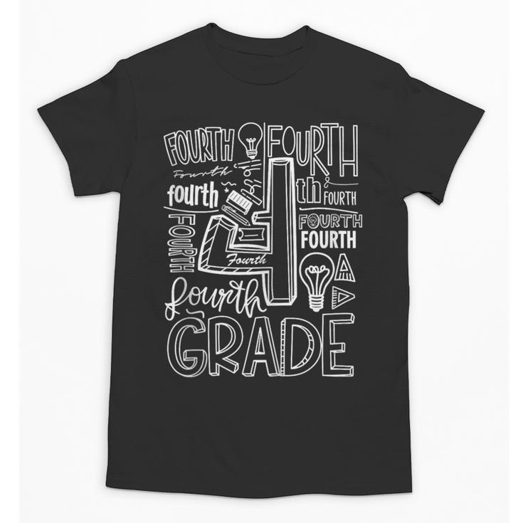 Fourth 4th Grade Typography Back To School Unisex T-Shirt
