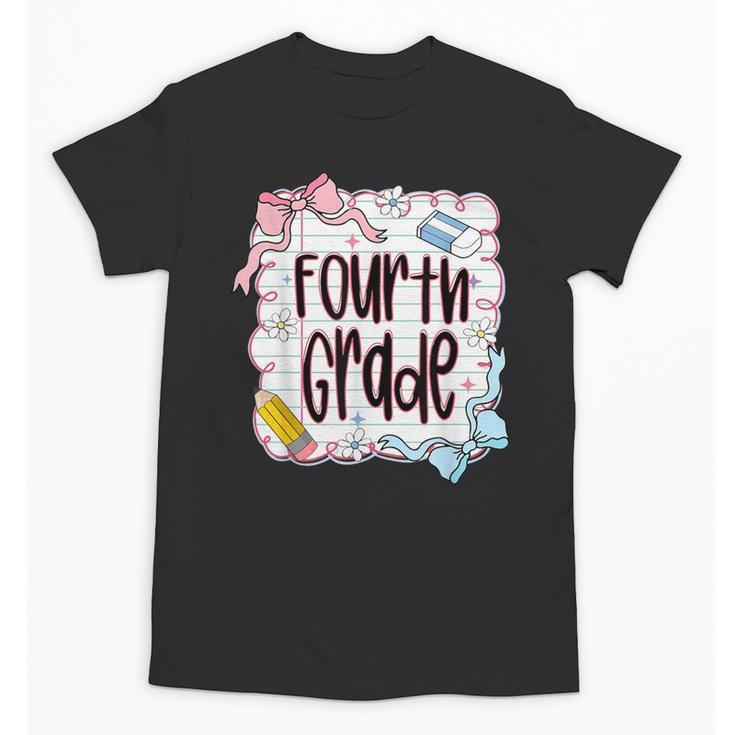 Fourth Grade Back To School For Girls Pink Notebook Unisex T-Shirt