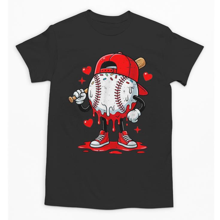 Game Day Baseball Drip Valentine Hearts Sport Lover Unisex T-Shirt