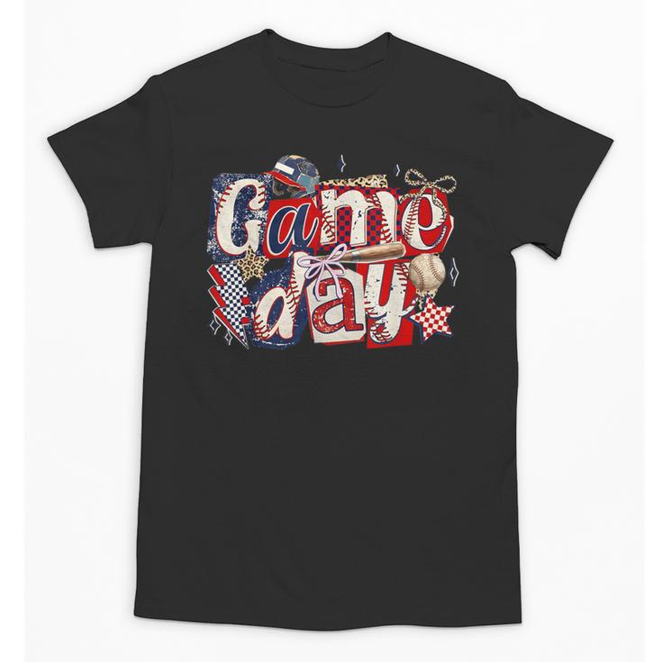 Game Day Baseball Leopard Coquette Bow Mama Mom Sister Unisex T-Shirt