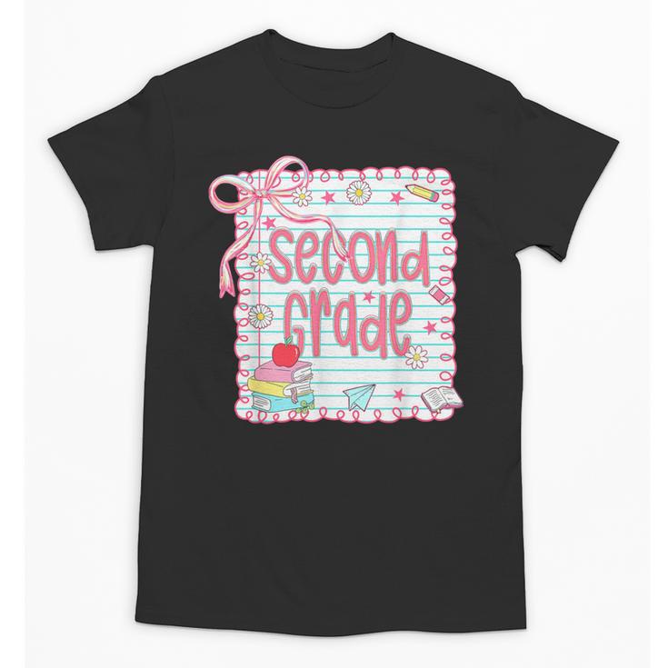 Girls Second Grade Coquette Bow Pink Preppy Back To School Unisex T-Shirt