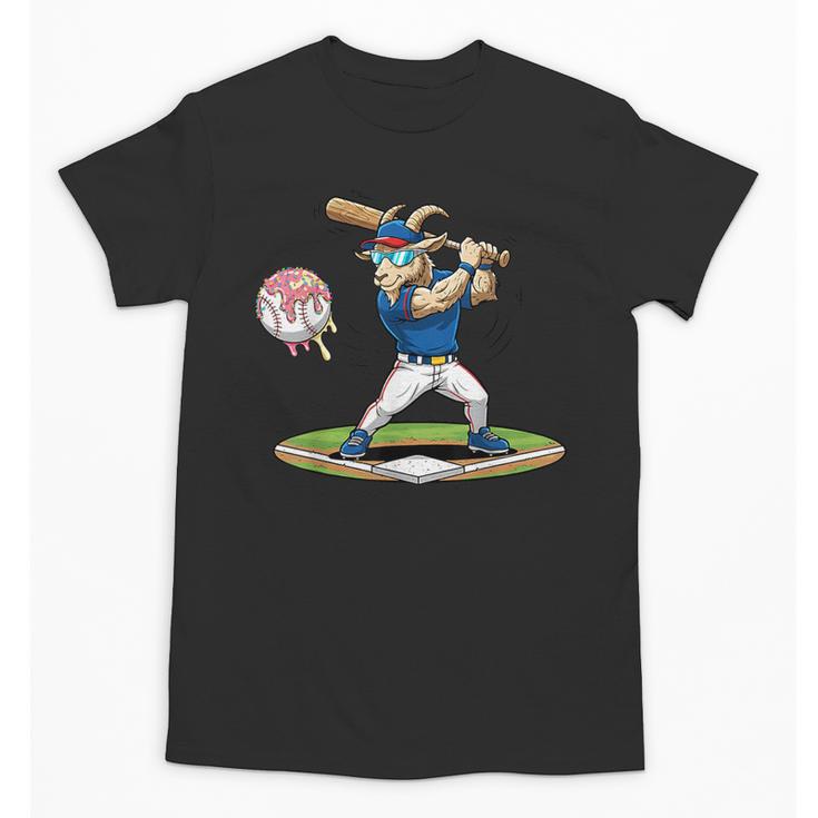 Goat Baseball Player With Bat And Ball Drip Animal Sports Unisex T-Shirt