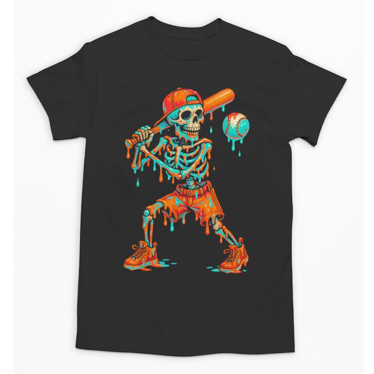Halloween Baseball Skeleton Ice Cream Drip Baseball Boys Kid Unisex T-Shirt