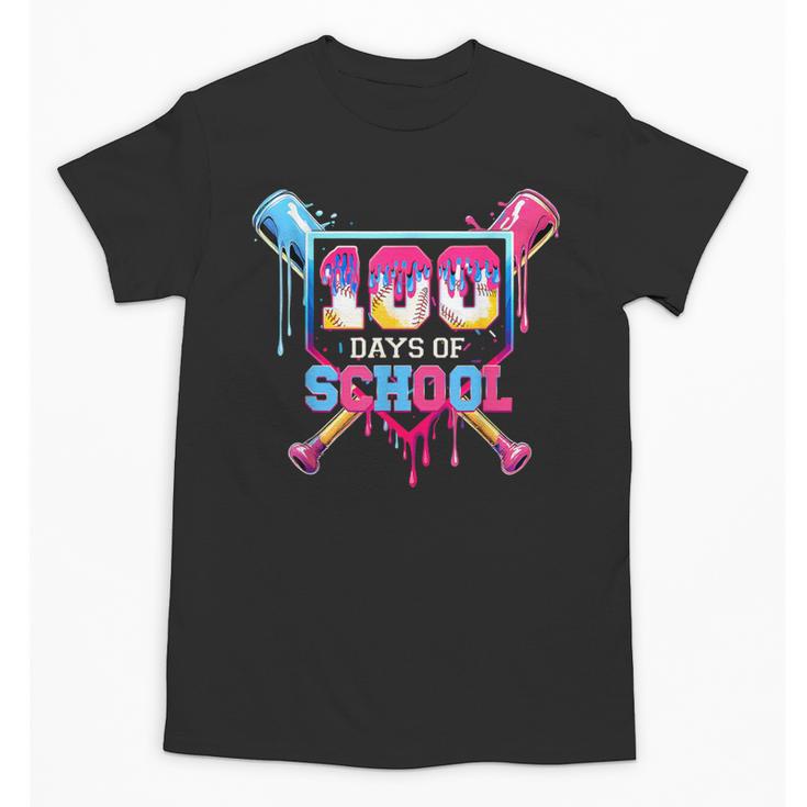 Happy 100 Days Of School Baseball Drip Theme Party 100th Day Unisex T-Shirt