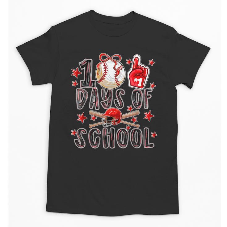 Happy 100 Days Of School Baseball Girls Coquette Bow Teacher Unisex T-Shirt Happy 100 Days Of School Baseball Girls Coquette Bow Teacher Unisex T-Shirt