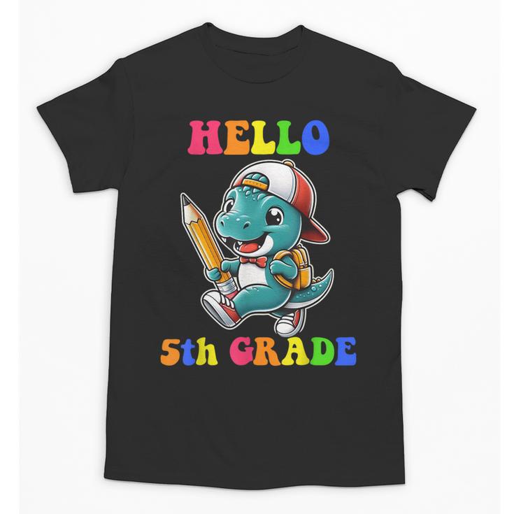 Hello 5th Grade Cute Dinosaur Back To School Boys Kids Girls Unisex T-Shirt