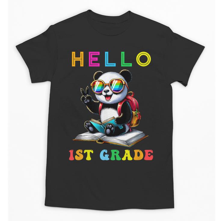 Hello First Grade Panda Lover Back To School Kids Boys Girls Unisex T-Shirt