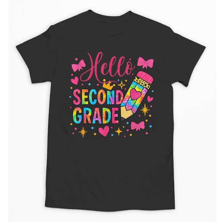Hello Second Grade Colorful Pencil Tie Dye Back To School Unisex T-Shirt