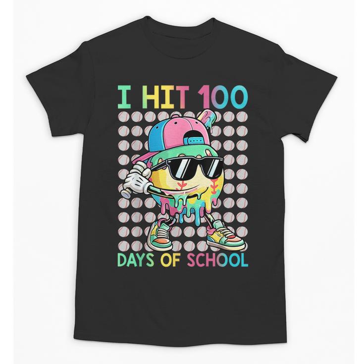 I Hit 100 Days Of School Baseball Drip 100th Day Of School Unisex T-Shirt
