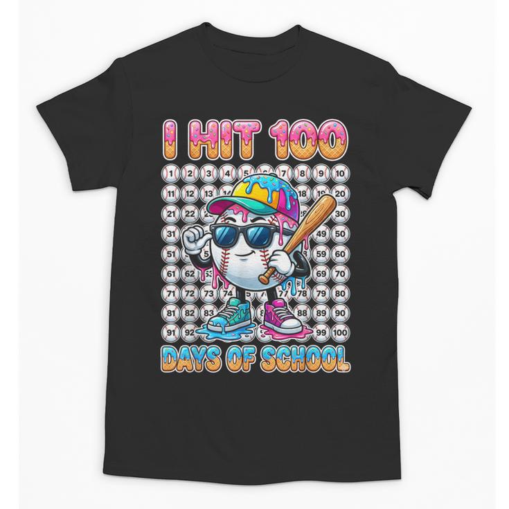 I Hit 100 Days Of School Baseball Ice Cram Drip 100th Boys Unisex T-Shirt