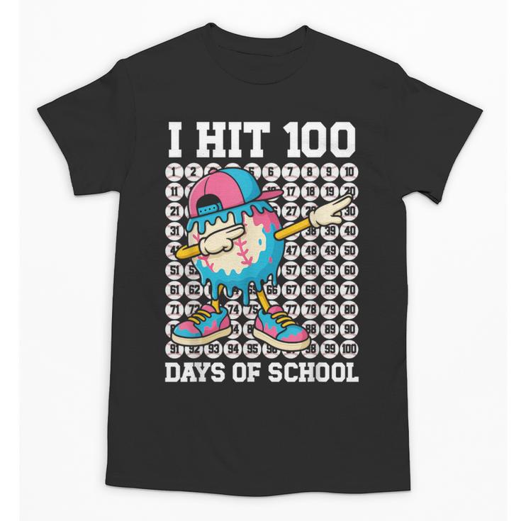 I Hit 100 Days Of School Baseball Ice Cream Drip Boys Girls Unisex T-Shirt
