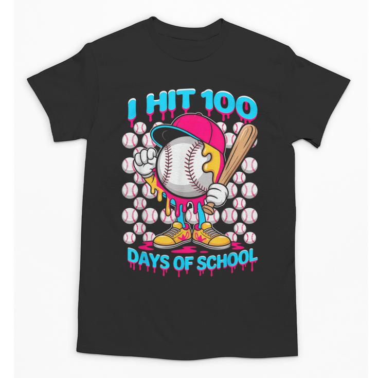 I Hit 100 Days Of School Baseball Ice Cream Drip Unisex T-Shirt