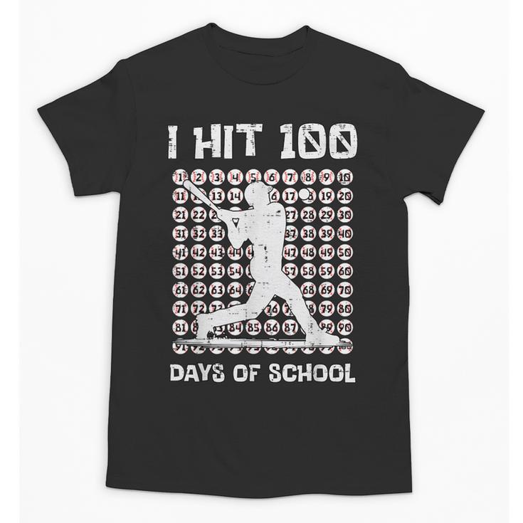 I Hit 100 Days Of School Baseball Player 100th Day Boys Kids Unisex T-Shirt