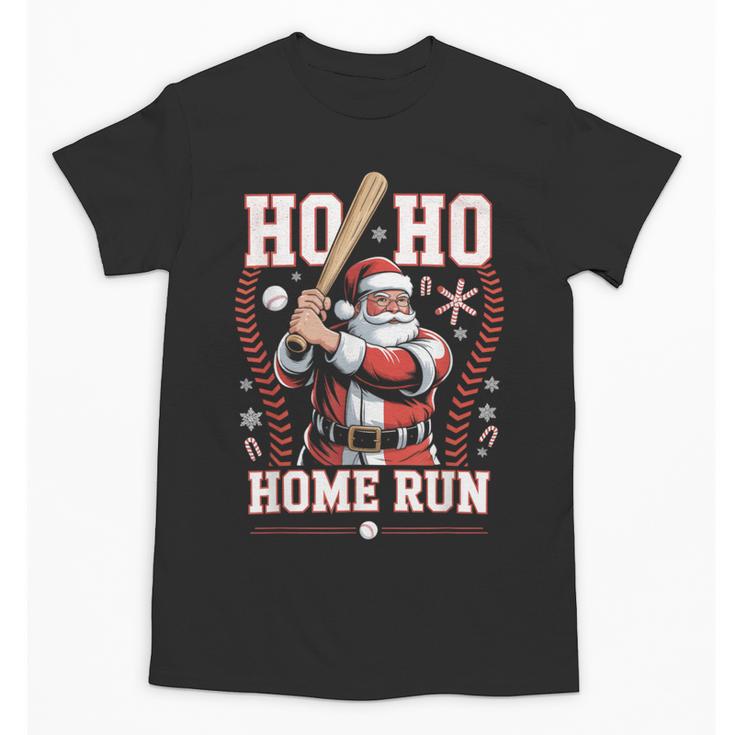 Ho Ho Home Run Baseball Christmas Holiday Sports Santa Unisex T-Shirt
