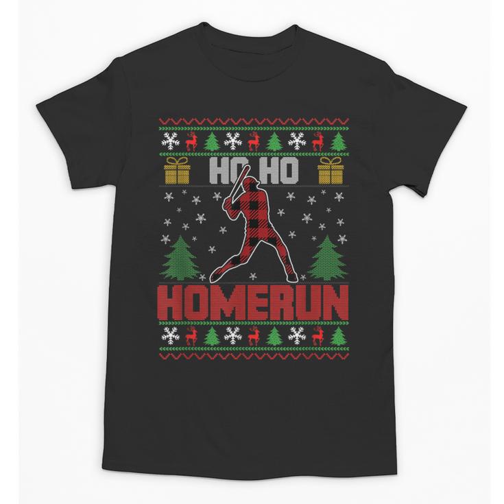 Ho Ho Homerun Xmas Sports Player Baseball Ugly Christmas Unisex T-Shirt