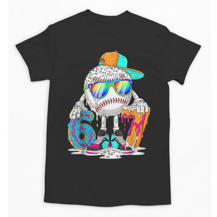 HUGvyn 6 7 Baseball Number Kid Drip Ice Cream Six Seven Meme Unisex T-Shirt