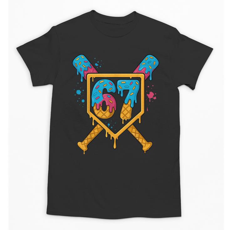 HUGvyn 67 Baseball Ice Cream Drip Six Seven Genz Alpha Slang Unisex T-Shirt