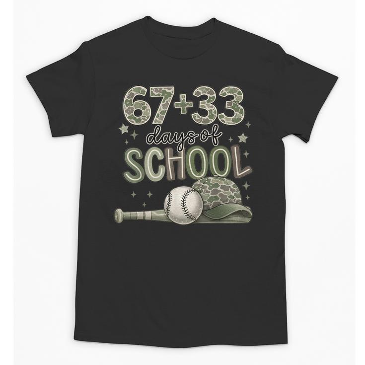 HUGvyn 6733 Days Of School Baseball 100 Days Camo Cap Boys Unisex T-Shirt