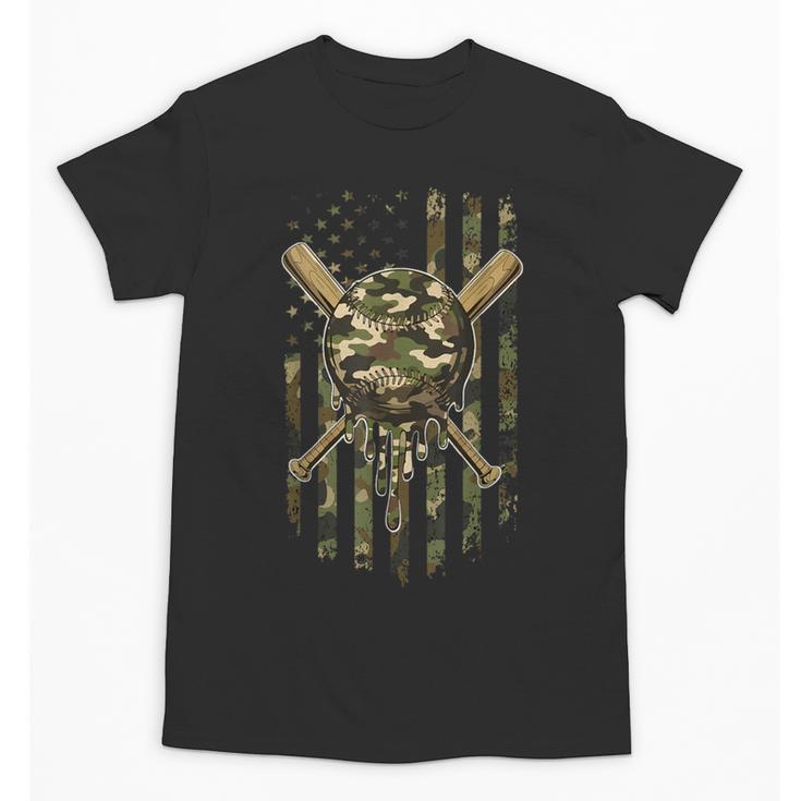 Ice Cream Baseball Drip For Boys Camo USA Flag Camouflage Unisex T-Shirt