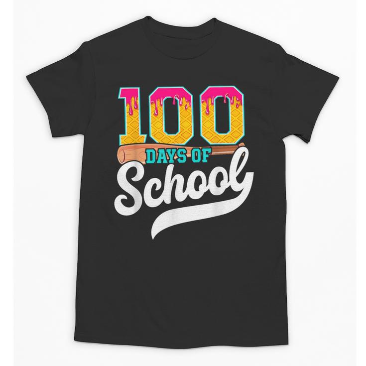Ice Cream Drip 100 Days Of School Baseball Boys 100th Day Unisex T-Shirt