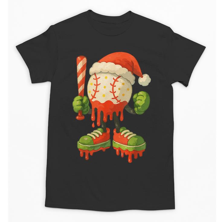 Ice Cream Drip Baseball Christmas Baseball Drip Candy Cane Unisex T-Shirt