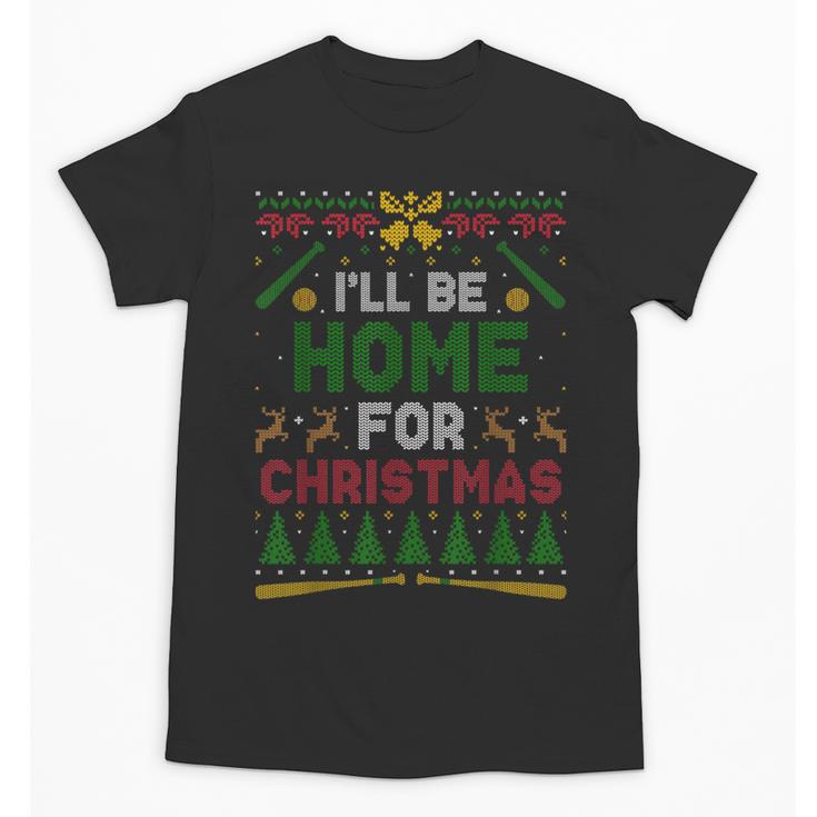 I’Ll Be Home For Christmas Baseball Ugly Sweater Unisex T-Shirt